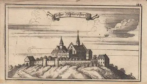 Kloster Mallersdorf Niederbayern Orig Kupferstich von Ertl 1690 Gesamtansicht 