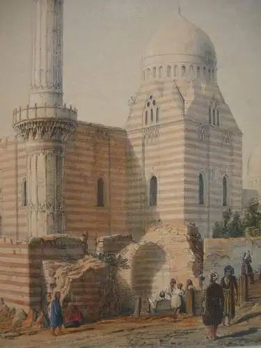Moschee Naher Osten Libanon (?) Orig Farblithografie um 1850 Orient Architektur