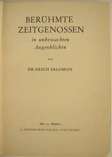 Erich Salomon Berühmte Zeitgenossen 1931 Erste Ausgabe 112 Tafeln Orig Leinen