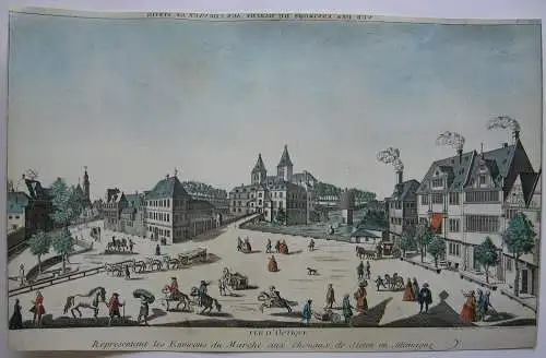 Vue d’optique Szczecin Stettin Polen Pferdemarkt 1750 kolor Orig Kupferstich