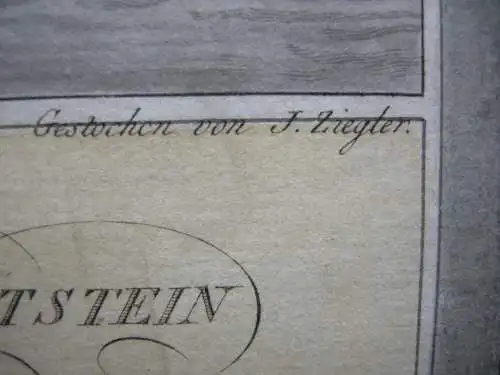 Koblenz Festung Ehrenbreitstein aquarellierte Umrissradierung Ziegler 1798 