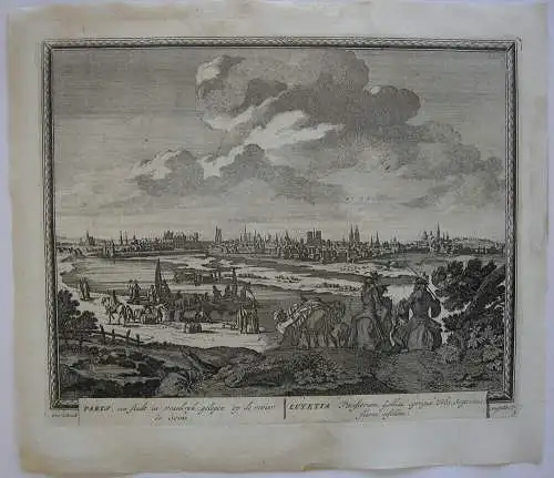 Paris Gesamtansicht Orig Kupferstich Peter Schenk 1710 Frankreich France