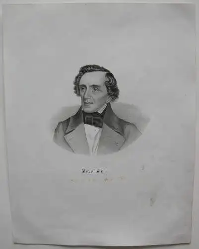 Giacomo Meyerbeer (1791-1864) deutscher Opernkomponist Orig. Lithografie 1850