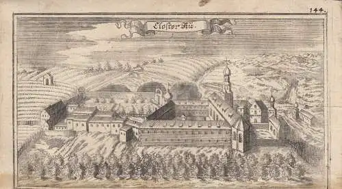 Kloster Au Inn Oberbayern Gars Orig Kupferstich von Ertl 1690 Gesamtansicht 