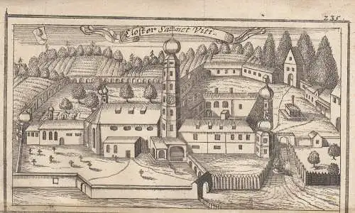 Kloster St. Veit Neumarkt Oberbay Orig Kupferstich von Ertl 1690 Gesamtansicht 