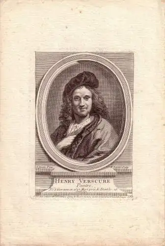 Henry Verscure Maler Peintre  Portrait Kupferstich 1720 Lepicié nachg Ipsum 