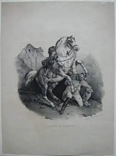 Victor Adam (1801-1867) Cheval de Dragon Orig. Lithografie Engelmann 1840