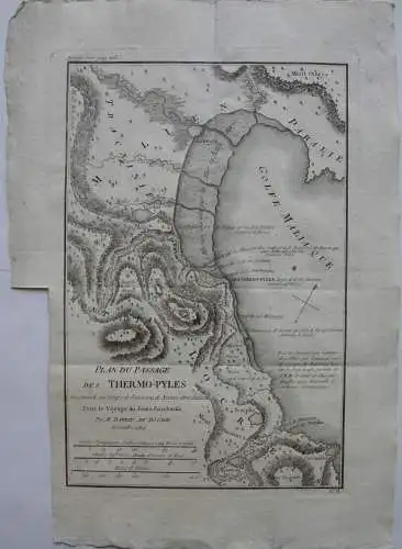 Griechenland Topographie Thermopylen Kupferstichkarte Bocage 1784 Antike Hellas