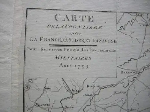 Frontiere France Suisse Savoye Napoleon Orig. Kupferstichkarte 1799 