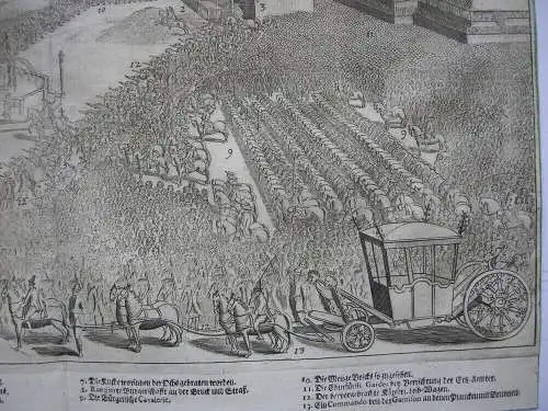 Frankfurt am Main Krönung Karl VI. Zug zum Römer Orig Kupferstich 1711 