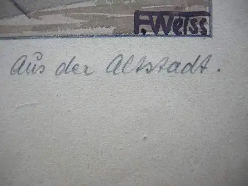 Urach Aus der Altstadt Orig Aquarell F. Weiss 1944 Baden Württemberg