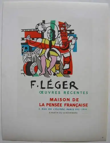 Fernand Léger Oeuvres Récentes Orig Lithografie 1954 Maitres de l'Ecole 