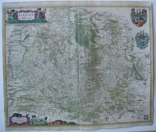 Hessen altkolor Orig Kupferstichkarte Blaeu 1627  