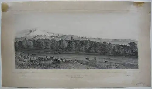 Ukraine Krim Tartarendorf Aluschta Orig Lithographie 1837 Schwarzes Meer 