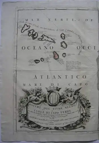 Cabo Verde Kapverdische Inseln Afrika altkolor Orig Kupferstichkarte 1677