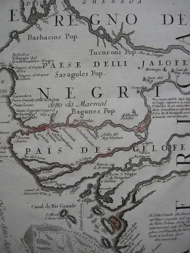 Cabo Verde Kapverdische Inseln Afrika altkolor Orig Kupferstichkarte 1677