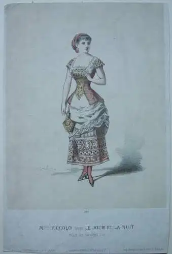 Madm. Piccolo als Sanchette Schauspielerin Orig. Farblithographie 1880