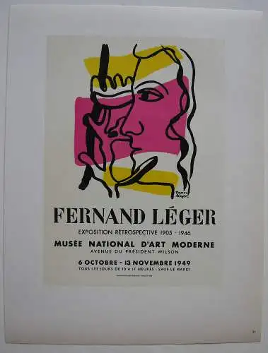 Fernand Léger Exposition Retrospective 1947 Orig Lithografie Maitres de l'Ecole