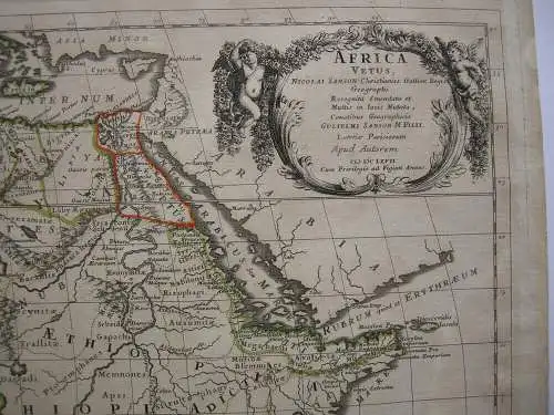 Africa Vetus altkolor Orig Kupferstichkarte Sanson 1697 Antike 