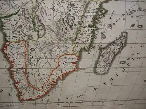 Africa Vetus altkolor Orig Kupferstichkarte Sanson 1697 Antike 