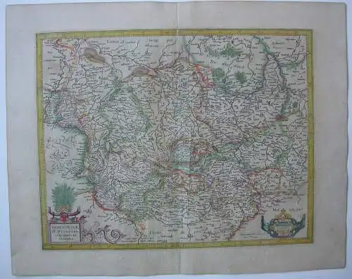 Braunschweig altkolor Orig Kupferstichkarte Mercator Hondius 1627 Nordrhein West