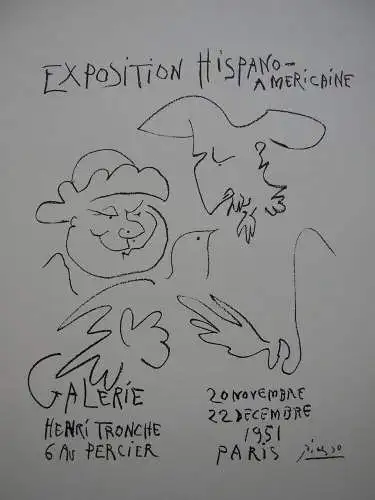 Pablo Picasso Hispano-Americaine 1951 Orig Lithografie Maitres de l'Ecole 1959