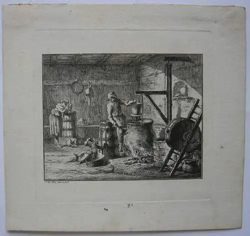 Johann W. Meil (1733-1805) Buttermacher Orig Kupferstich 1761 