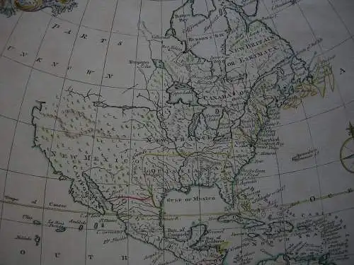 North America Nordamerika Kontinentkarte kolor Orig Kupferstichkarte Gibson 1763