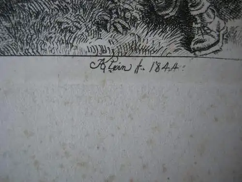 Johann Adam Klein (1792-1875) Am Starnberger See Kühe Hirte Orig Radierung 1844