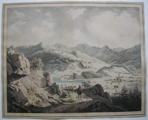 Westerhofen Schliersee Inkunabel Lithografie koloriert Carl F. Heinzmann 1818