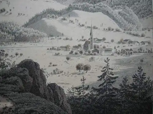 Westerhofen Schliersee Inkunabel Lithografie koloriert Carl F. Heinzmann 1818