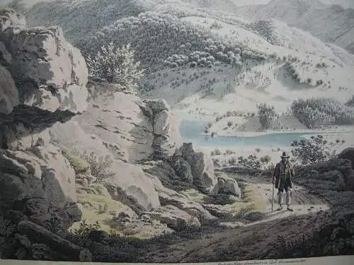 Westerhofen Schliersee Inkunabel Lithografie koloriert Carl F. Heinzmann 1818