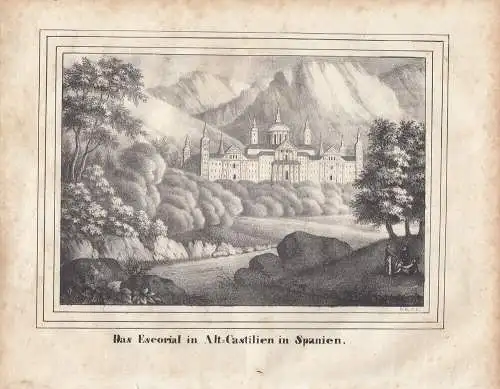 Escorial Monasterio Spanien Espana Castilia Orig Lithografie 1840