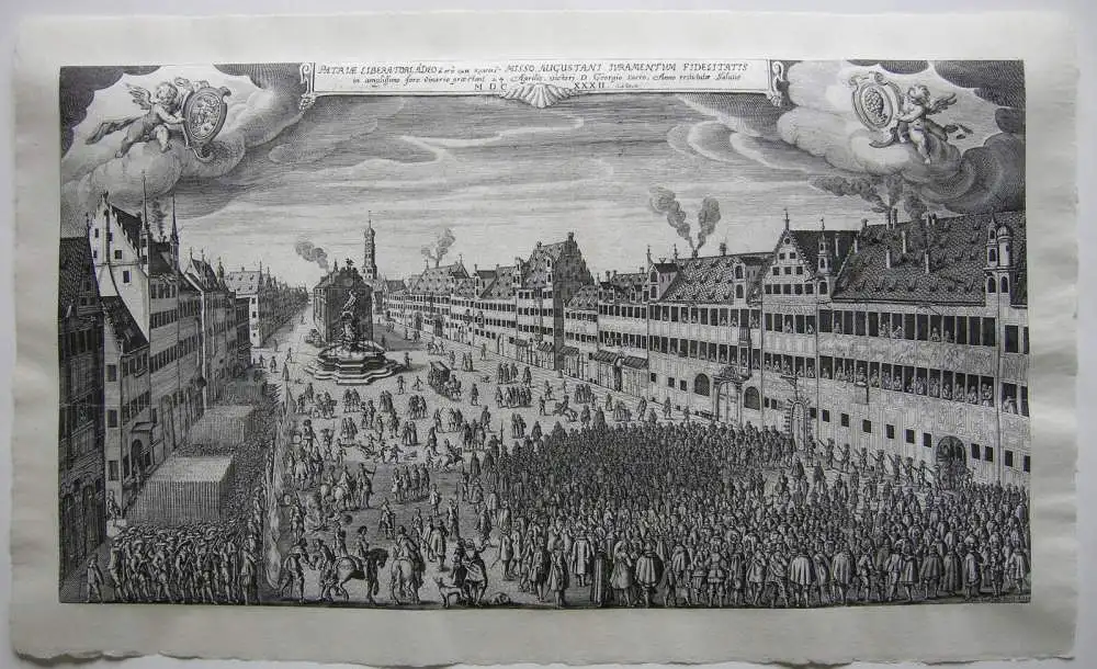 Augsburg Einblattdruck Weinmarkt Gustav Adolf Orig Kupferstich 1634 Custos 0