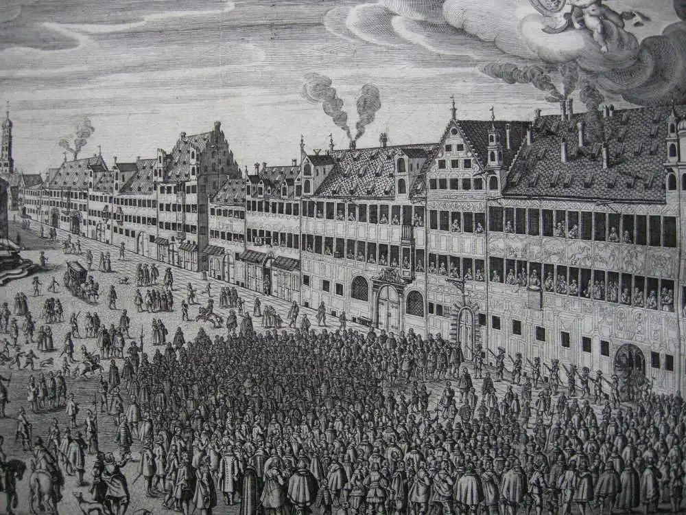 Augsburg Einblattdruck Weinmarkt Gustav Adolf Orig Kupferstich 1634 Custos 2