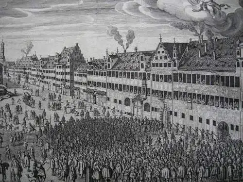 Augsburg Einblattdruck Weinmarkt Gustav Adolf Orig Kupferstich 1634 Custos