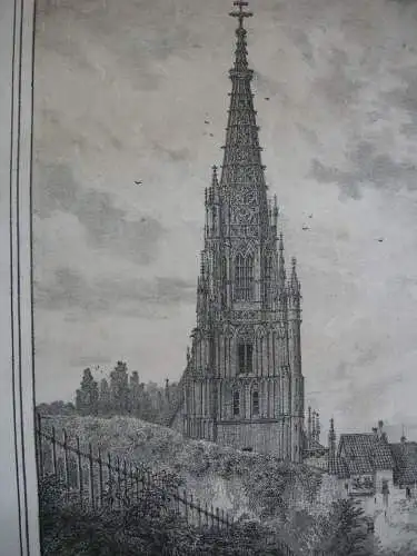 Esslingen Neckar Stadtansicht Dom Inkunabel Lithografie Domenico Quaglio 1818