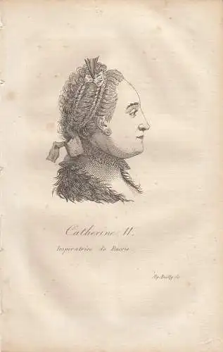 Katharina II. (1729-17961) Kaiserin von Russland Orig Radierung 1822