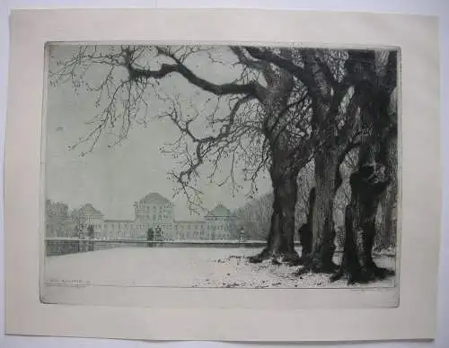 Luigi Kasimir (1881-1962) Schloss Nymphenburg München Orig Farbradierung 1911