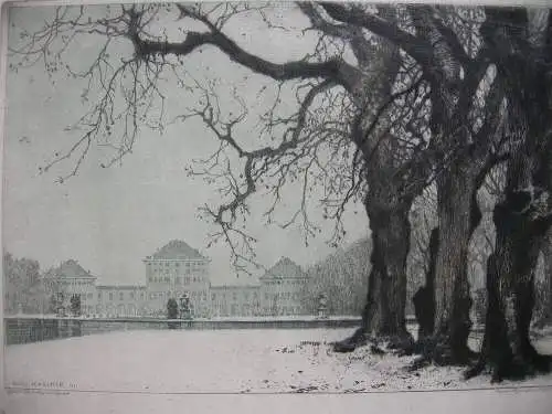 Luigi Kasimir (1881-1962) Schloss Nymphenburg München Orig Farbradierung 1911