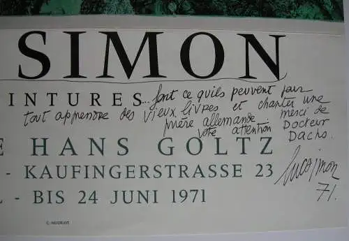 Luc Simon (1924-2011) Plakat Galerie Goltz München 1971 Orig Serigrafie signiert