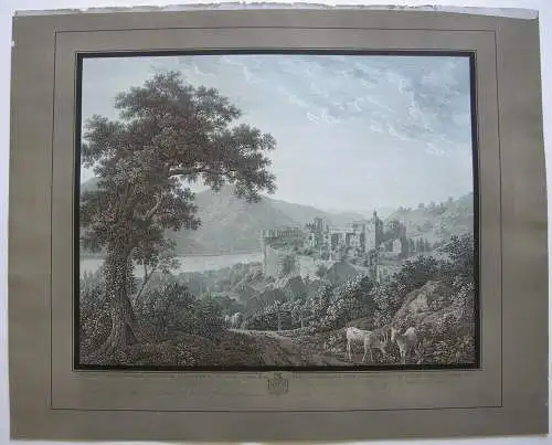 Heidelberg Romantische Ansicht Haldenwang nach Graimberg Orig Kupferstich 1817