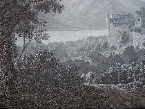 Heidelberg Romantische Ansicht Haldenwang nach Graimberg Orig Kupferstich 1817