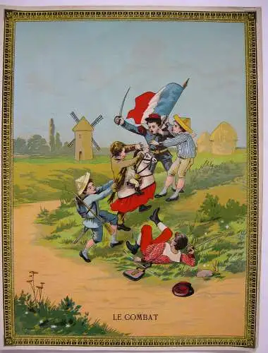 Spielplan Titelblatt Le Combat Der Kampf Orig Chromolithografie 1890 neuwertig 