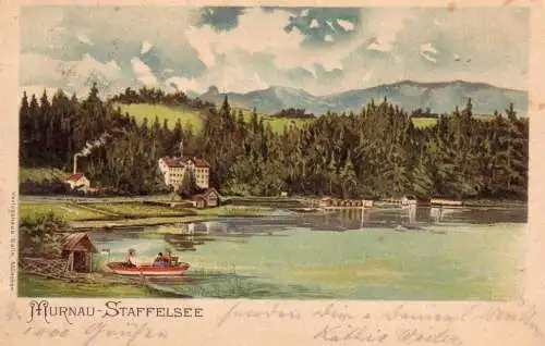 AK Murnau Staffelsee Oberbayern Künstlerkarte Farblithog gel. 1901
