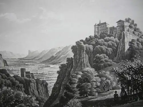 Schloß Tirol bei Meran Trentino Italien Orig Aquatinta-Radierung 1840