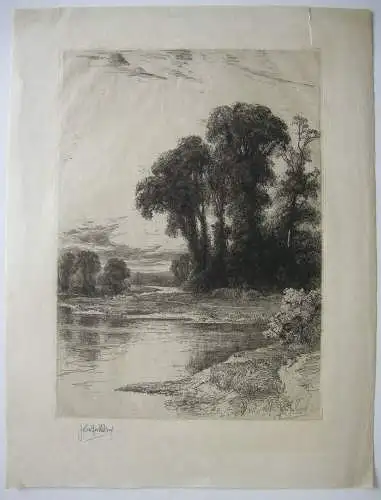 John Fullwood (1854-1931) Flusslandschaft Orig Radierung signiert 1900