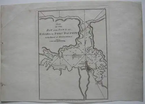 Hispaniola Haiti Bay Stadt Port Dauphin Orig Kupferstichkarte 1779 Antillen