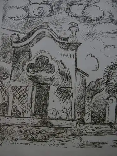 Hans Purrmann (1880-1966) Kapelle Brunnen Lepanto Orig Lithografie 1965