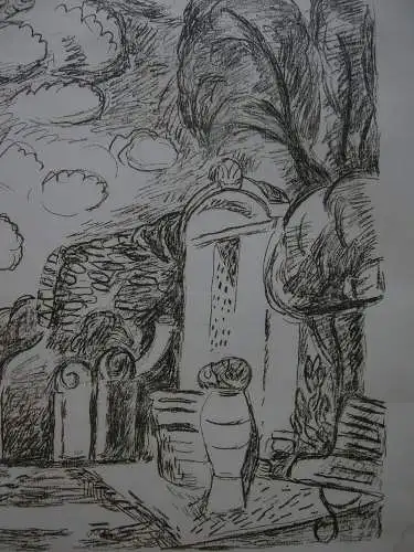 Hans Purrmann (1880-1966) Kapelle Brunnen Lepanto Orig Lithografie 1965